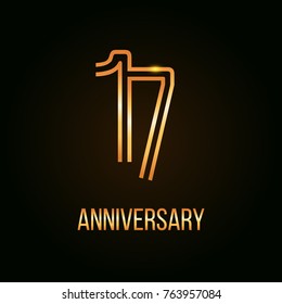 17 Years Golden Anniversary Design using multi liner number
