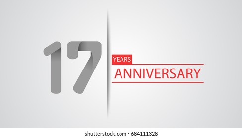 17 Years simple anniversary celebration logo, anniversary for celebration, birthday, wedding and party. Vector design isolated on white background
