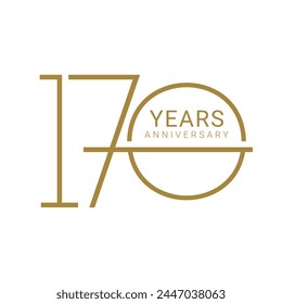 170, 170th Years Anniversary Logo, Golden Color, Vector Template Design element for birthday, invitation, wedding, jubilee and greeting card illustration.