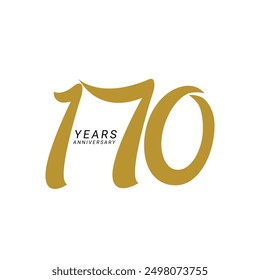 170, 170th Years Anniversary Logo, Golden Color, Vector Template Design element for birthday, invitation, wedding, jubilee and greeting card illustration.