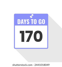 170 Days Left Countdown sales icon. 170 days left to go Promotional banner