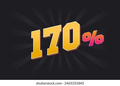 170% discount banner with dark background and yellow text. 170 percent sales promotional design.