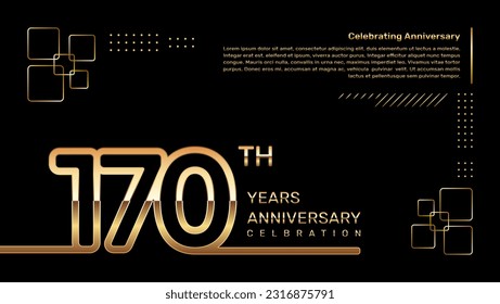 170 year anniversary template design with gold color and double line numbers, vector template