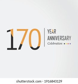 170 Year Anniversary Vector Template Design Illustration Black Orange Elegant White Background