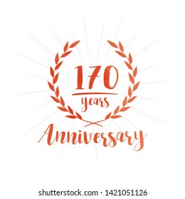 170 years anniversary celebration logo. Anniversary watercolor design template. Vector and illustration.