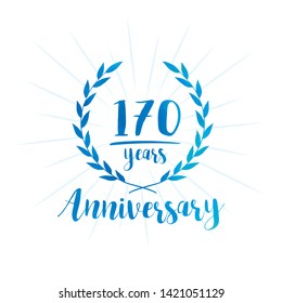 170 years anniversary celebration logo. Anniversary watercolor design template. Vector and illustration.