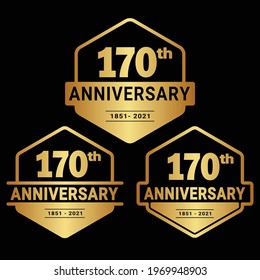 170 years anniversary celebration logotype. 170th anniversary logo collection. Set of anniversary design template. Vector and illustration.