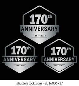 170 years anniversary celebration logotype. 170th anniversary logo collection. Set of anniversary design template. Vector and illustration.
