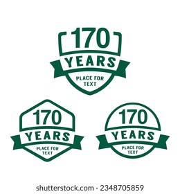 170 years anniversary celebration logotype. 170th anniversary logo collection. Set of anniversary design template. Vector illustration.