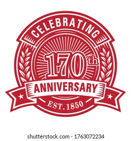 170 years anniversary celebrations design template. 170th logo. Vector and illustrations.