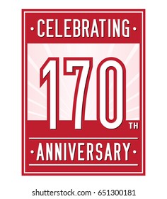 170 years anniversary design template. Vector and illustration