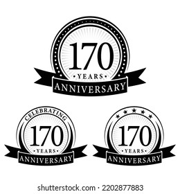 170 years anniversary logo collections. Set of 170th Anniversary logotype template. Vector and illustration.