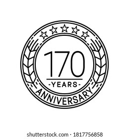 170 years anniversary logo template. 170th line art vector and illustration.
