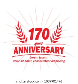 170 years anniversary logo. Vector and illustration.