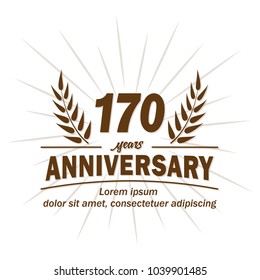 170 years anniversary logo. Vector and illustration.