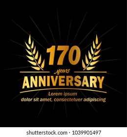170 years anniversary logo. Vector and illustration.