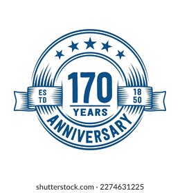 Plantilla de diseño de logotipo de 170 años. Vector e ilustración del 170 aniversario.