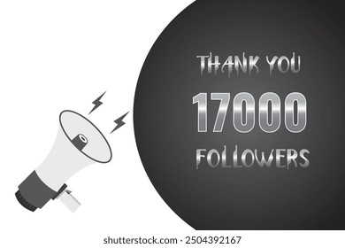 17000 OR 17K followers celebration. Thank you 17000   followers congratulation template banner. banner for social 17K friends and followers. celebrate subscribers and followers.
