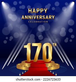 170th Anniversary Celebration. Template design with golden stage for celebration event, wedding, greeting card and invitation card. Vector illustration EPS10