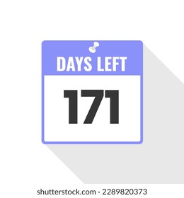 171 Days Left Countdown sales icon. 171 days left to go Promotional banner