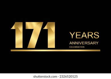 171 year anniversary vector banner template. gold icon isolated on black background.