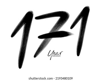 171 Years Anniversary Celebration Vector Template, 171 number logo design, 171th birthday, Black Lettering Numbers brush drawing hand drawn sketch, number logo design vector illustration