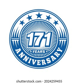 171 years anniversary. Anniversary logo design. Vector and illustration.