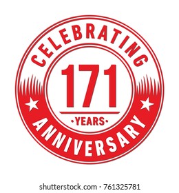 171 years anniversary logo template. Vector and illustration.