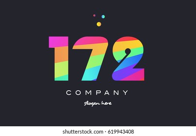 172 creative color green orange blue magenta pink number digit company logo vector icon spectrum