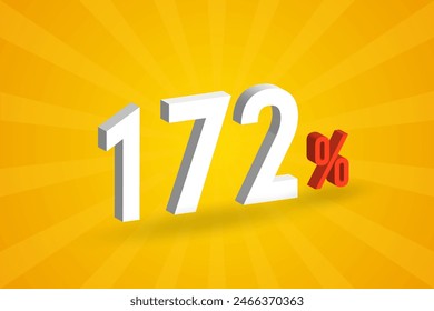 172% discount 3D text for sells and promotion.