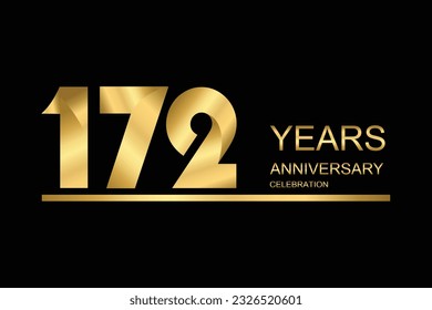 172 year anniversary vector banner template. gold icon isolated on black background.