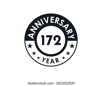 172 years anniversary badge vector design