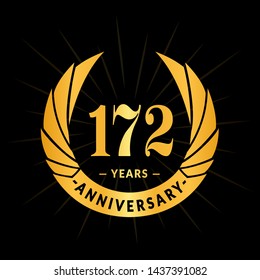 172 years anniversary. Elegant anniversary design. 172 years logo.