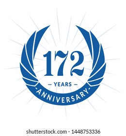 172 years anniversary. Elegant anniversary design. 172years logo.