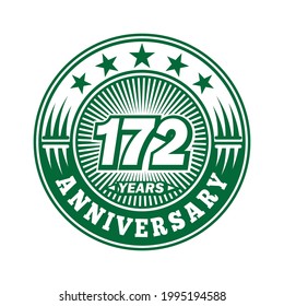 172 years anniversary. Anniversary logo design. Vector and illustration.