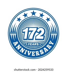 172 Jahre Jubiläum. Jubiläum Logo-Design. Vektorgrafik und Illustration.