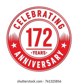172 years anniversary logo template. Vector and illustration.