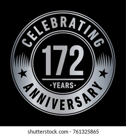 172 years anniversary logo template. Vector and illustration.