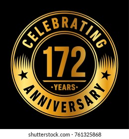 172 years anniversary logo template. Vector and illustration.