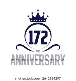172 anos de modelo de design de logotipo. Vetor e ilustração do 172º aniversário.