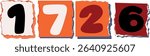 1726 Retro torn paper number Design art