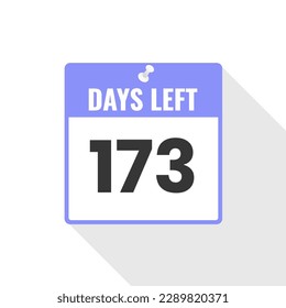 173 Days Left Countdown sales icon. 173 days left to go Promotional banner