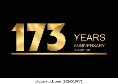 173 year anniversary vector banner template. gold icon isolated on black background.