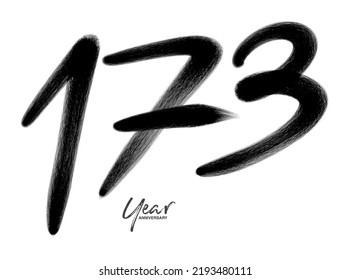 173 Years Anniversary Celebration Vector Template, 173 number logo design, 173th birthday, Black Lettering Numbers brush drawing hand drawn sketch, number logo design vector illustration