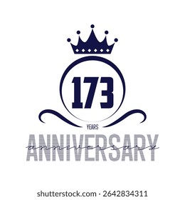 173 anos de modelo de design de logotipo. Vetor de aniversário e modelo de ilustração.