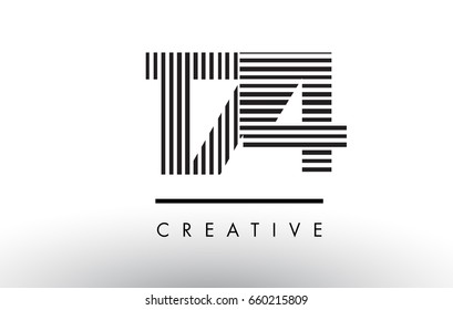 174 Black and White Number Logo Design with Vertical and Horizontal Lines.