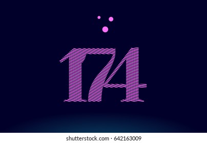 174 number digit logo pink line stripes magenta purple blue font creative text dots company vector icon design
