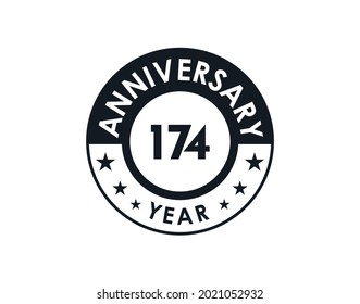 Diseño vectorial de insignia de 174 años