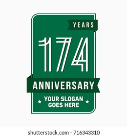 174 years anniversary design template. Vector and illustration.