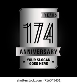 174 years anniversary design template. Vector and illustration.